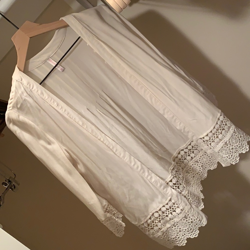 White open front cardigan